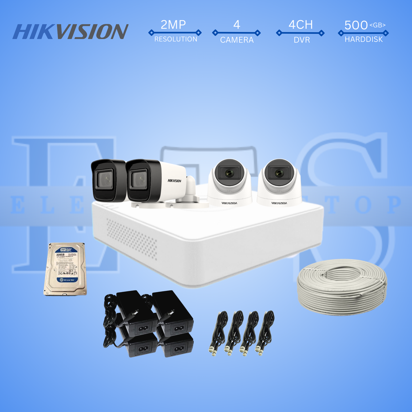 4 HIKVISION 2MP CAMERA PACKAGES
