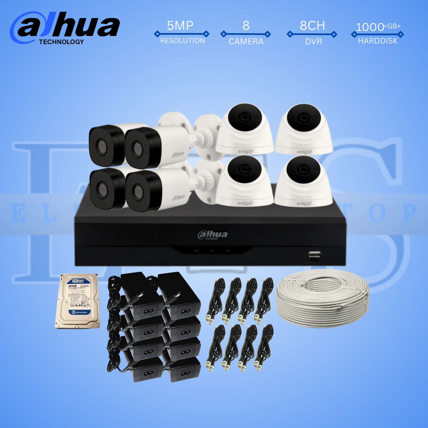 8 DAHUA 5MP CAMERA PACKAGES