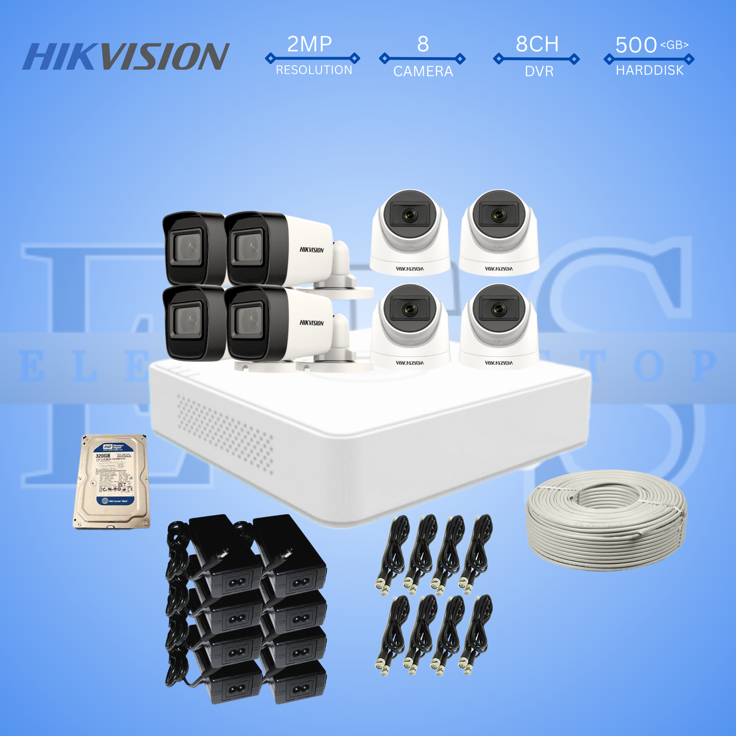 8 HIKVISION 2MP CAMERA PACKAGES
